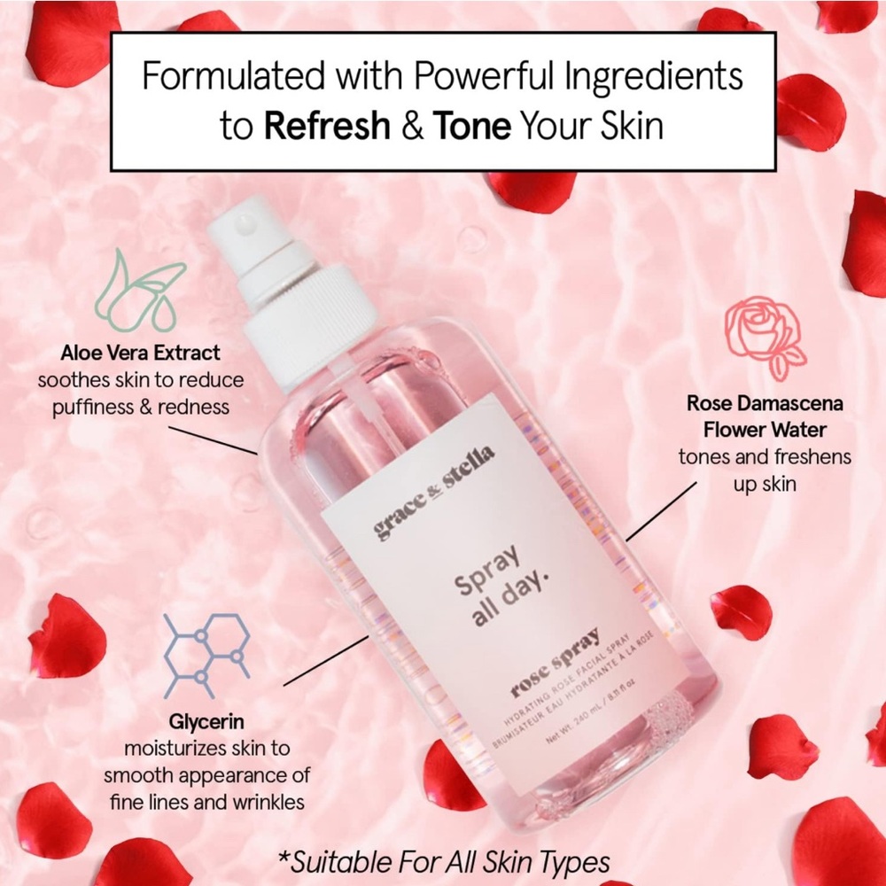 Rose water facial spray Grace & Stella new sealed - Picture 3 of 5